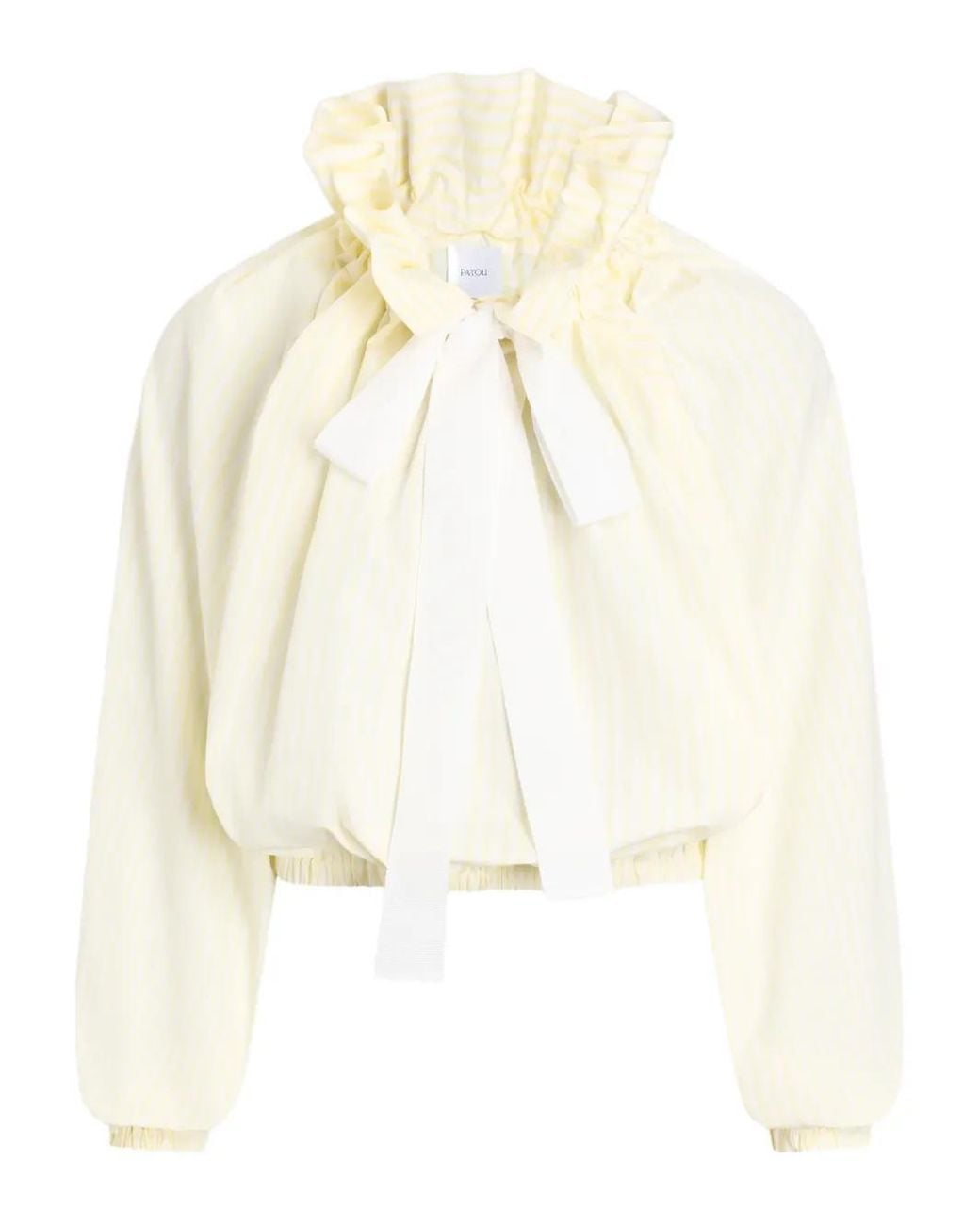 Patou White Ruffled Striped Top