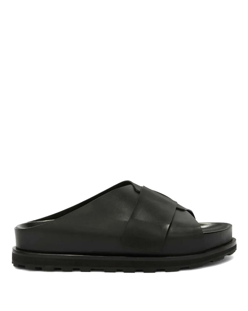 Jil Sander Black Slip-On Leather Slides for men
