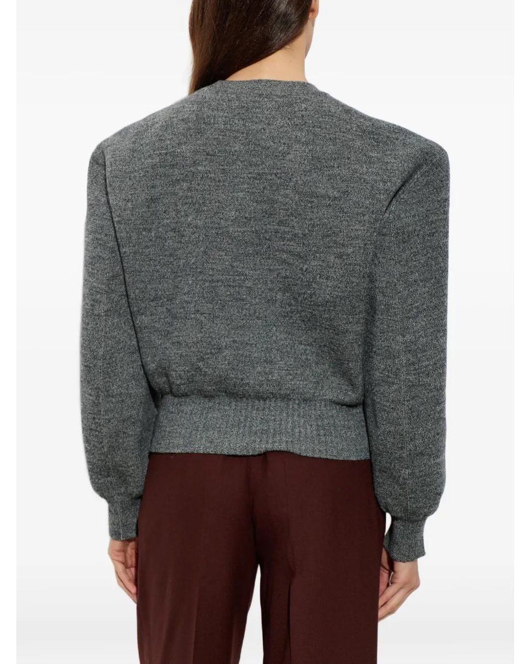 Issey Miyake Gray Handsome Knit Round-Neck Puff-Sleeve Sweater