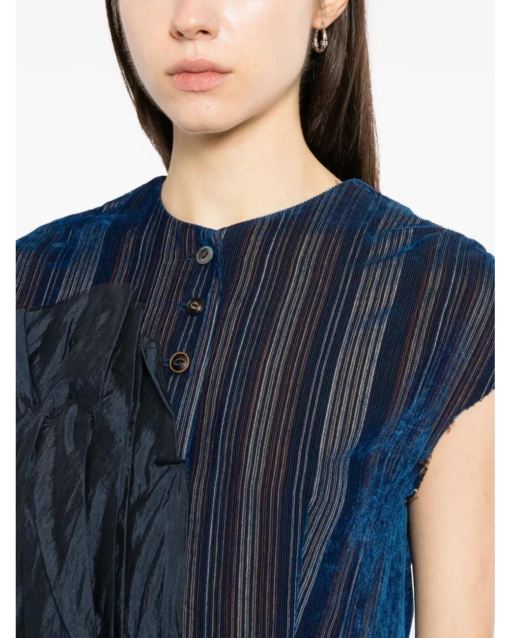 A Tentative Atelier Blue Asymmetric Pleat Drapy Gather Dress
