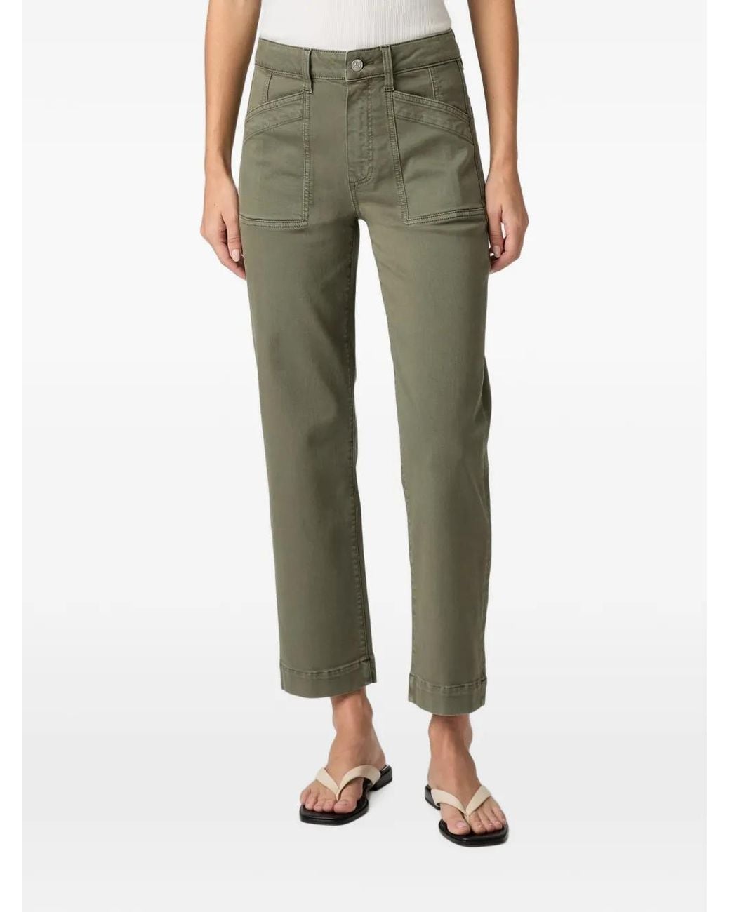 PAIGE Green Quincy Patch-Pocket Straight-Leg Jeans