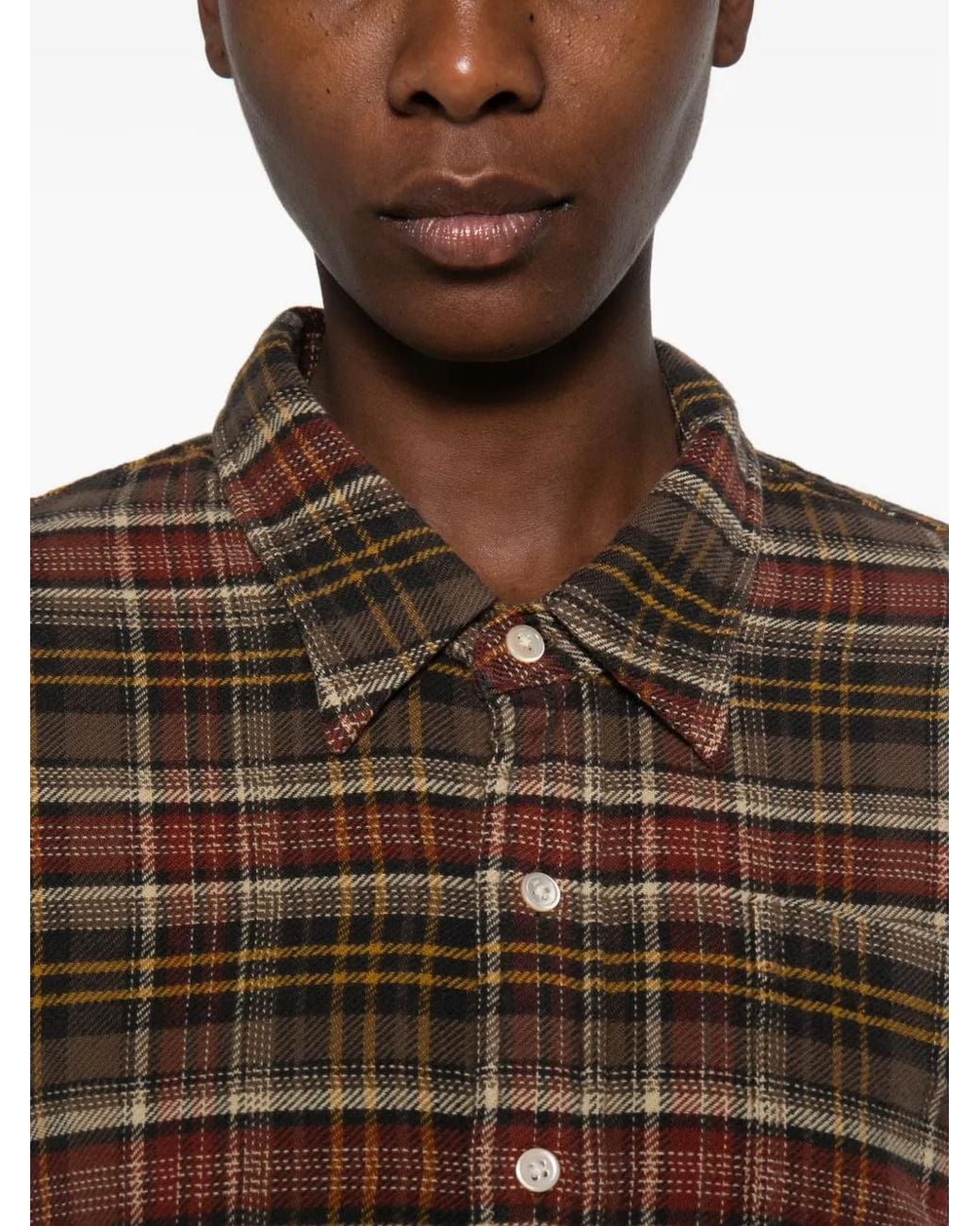 R13 Brown Plaid-Pattern Shirt