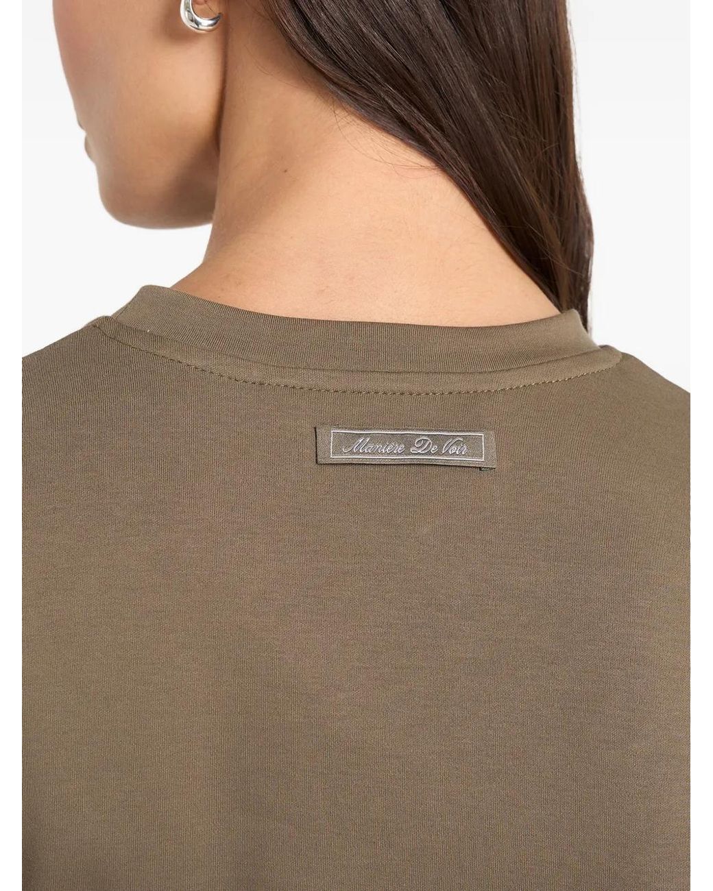 Manière De Voir Green Pauline Ruched Asymmetric Cotton T-Shirt