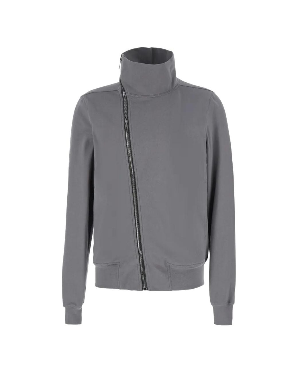 Rick Owens Gray Tower Bauhaus Asymmetric-Zip High-Neck Sweatshirt for men