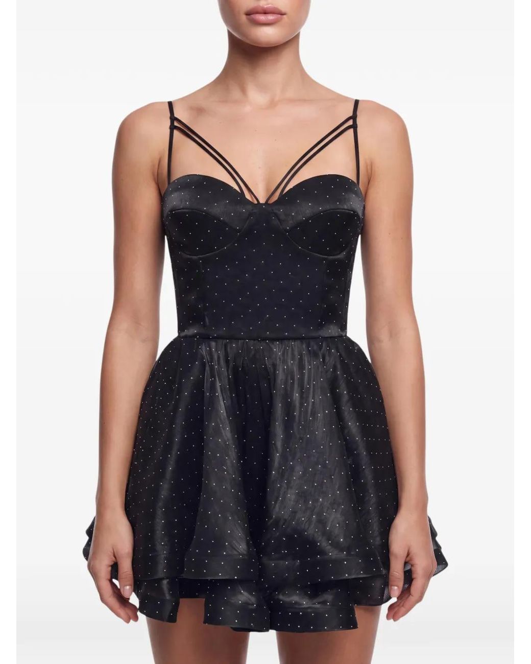 POST MERIDIEM Blue Rhinestone-Embellished Bustier Mini Dress