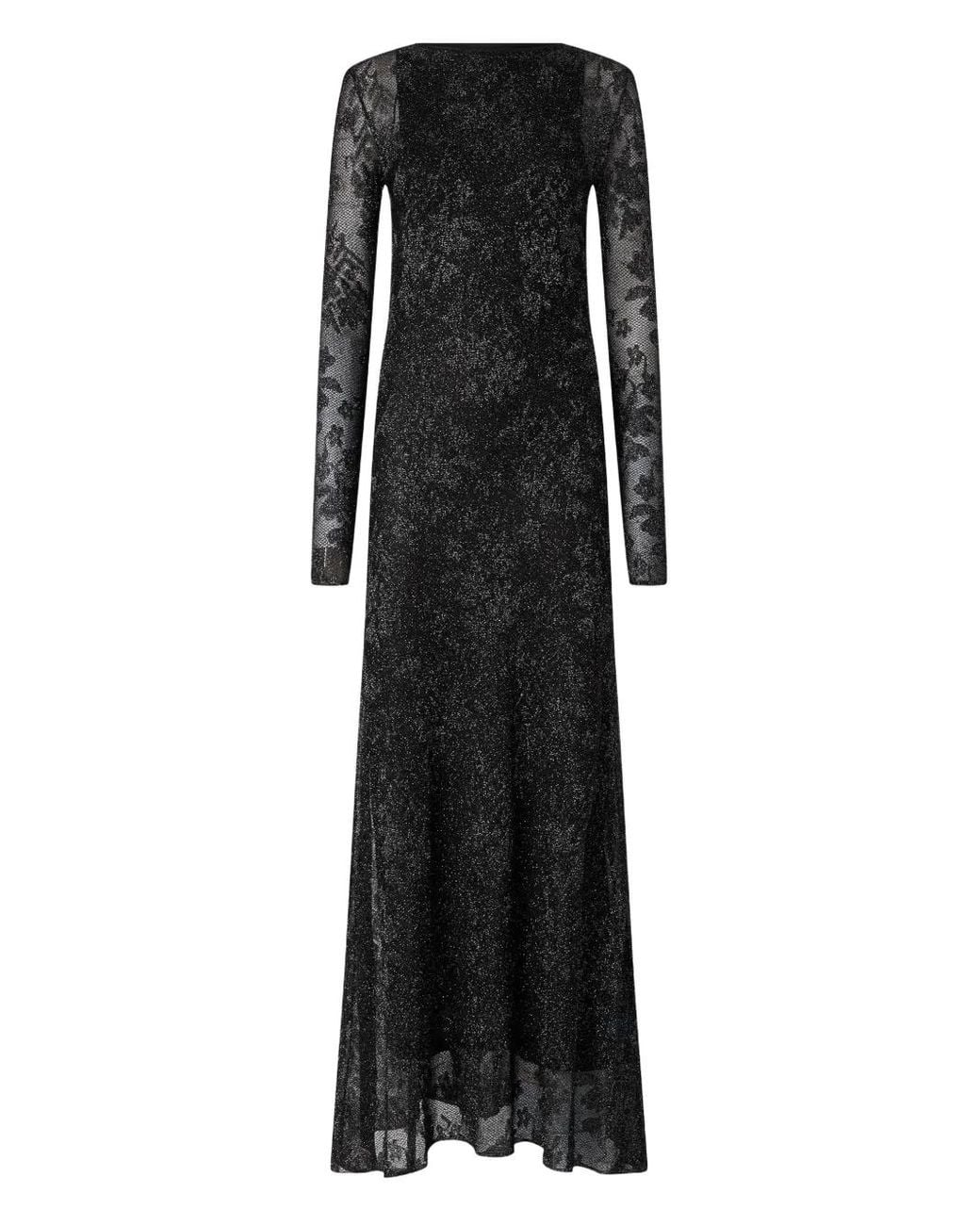 Pinko Black Variabile Metallic Jacquard Gown