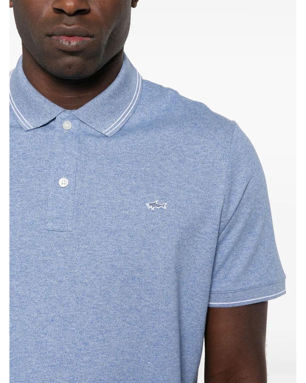 Paul & Shark Blue Short-Sleeve Cotton Polo Shirt for men