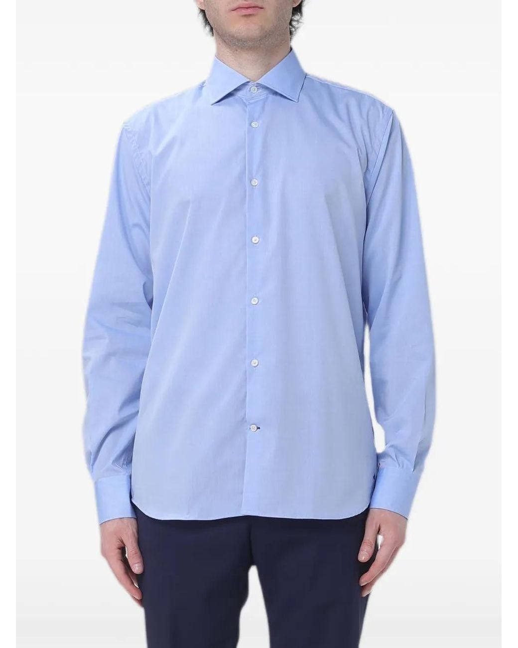 Brooksfield Blue Poplin Cotton Shirt for men