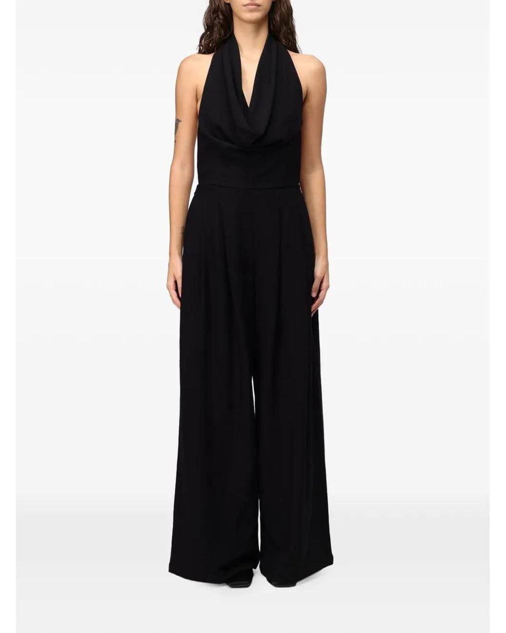 ELEH Black Cowl-Neck Wide-Leg Jumpsuit