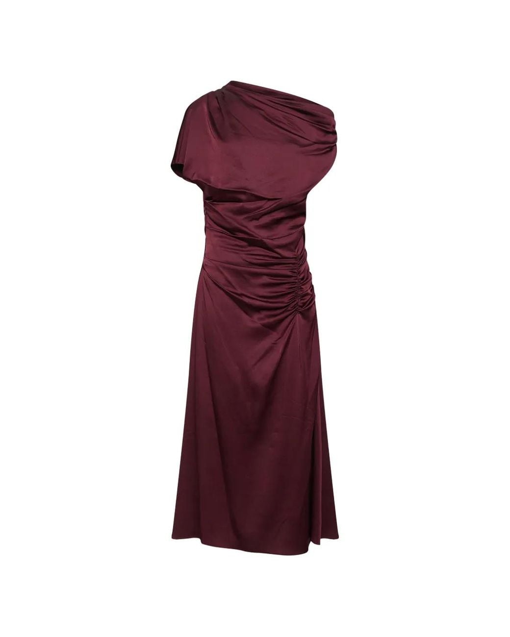Jonathan Simkhai Purple Joanna Ruched One-Shoulder Midi Dress