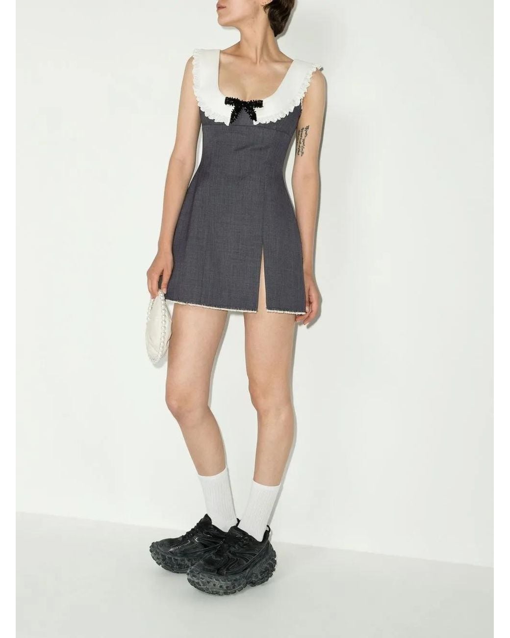 ShuShu/Tong Black Bow-Detail Sleeveless Dress