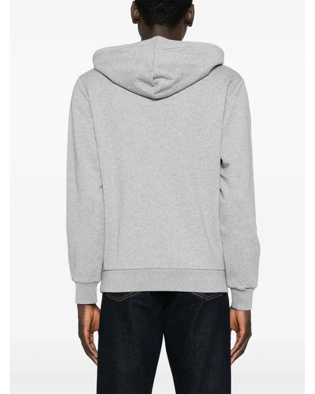 A.P.C. Gray Flocked-Logo Cotton Hoodie for men