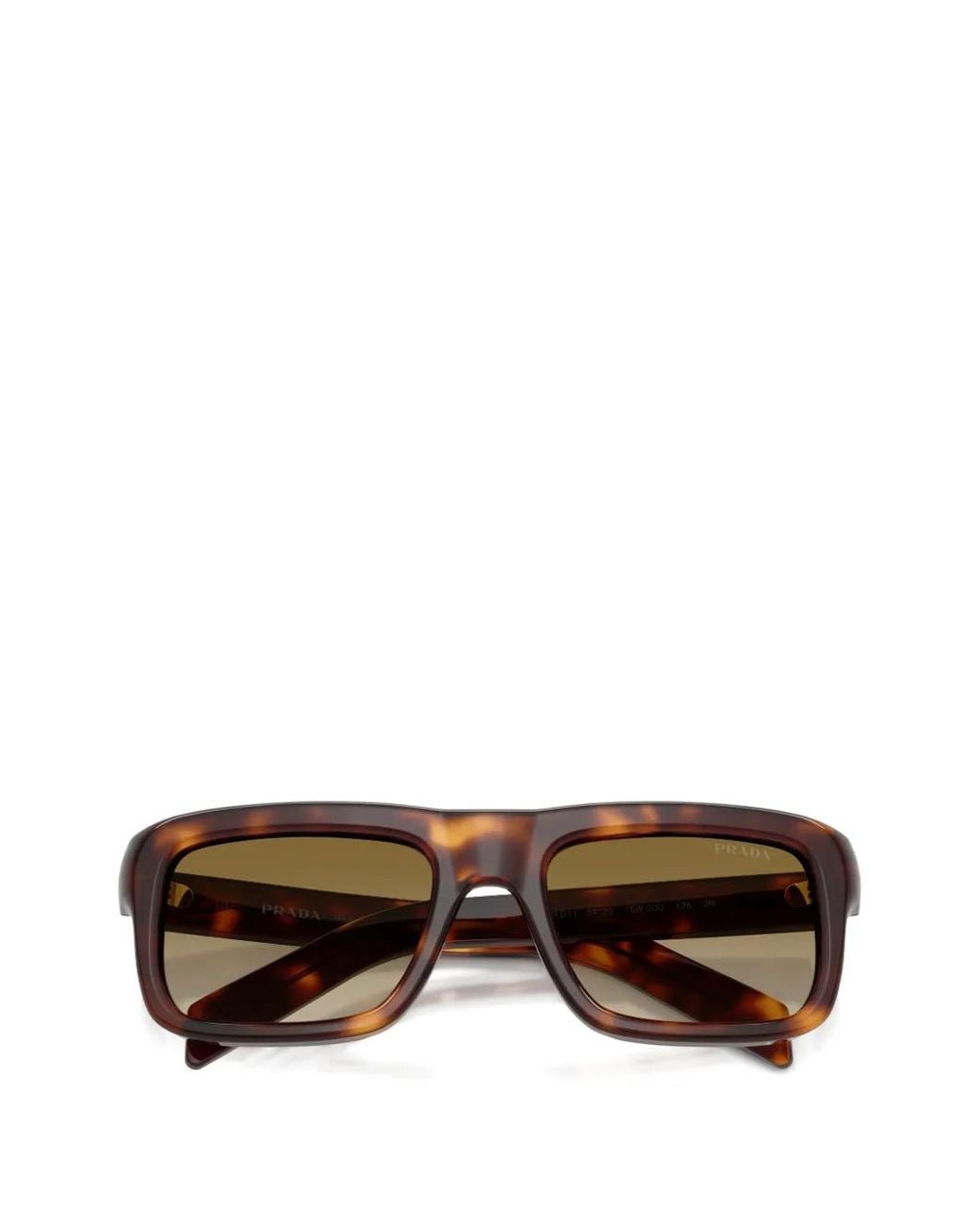 Prada Brown Tortoiseshell-Effect Rectangle-Frame Sunglasses
