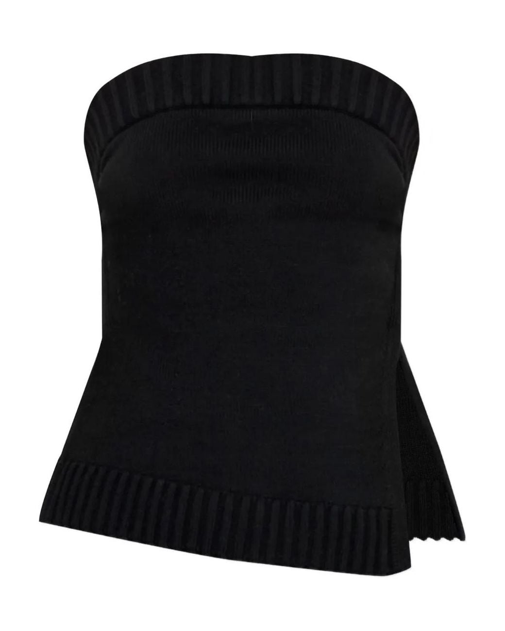 Cult Gaia Black Lou Ribbed Top