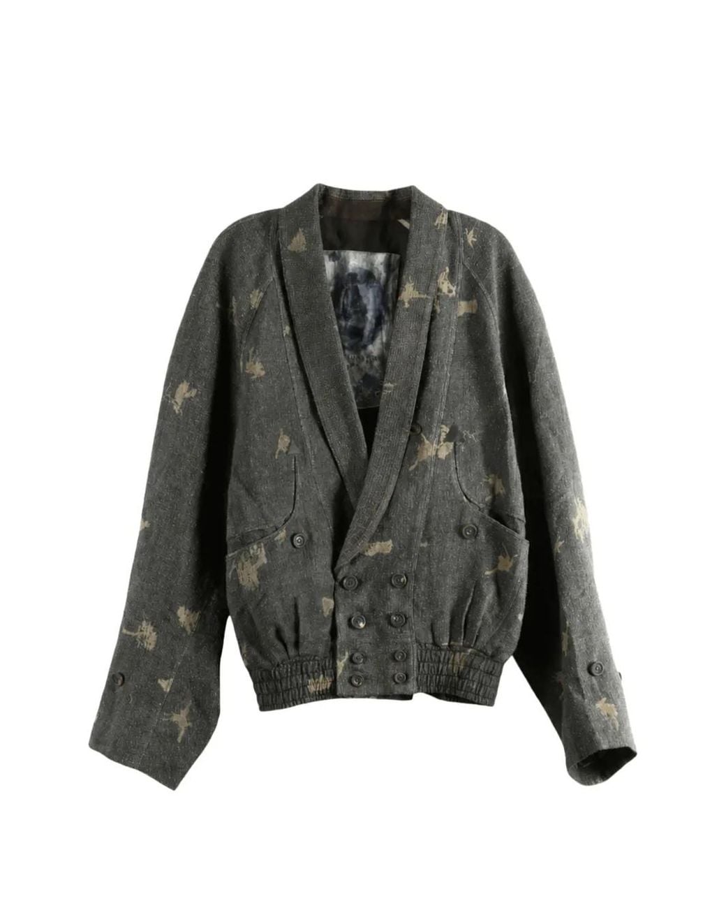 Ziggy Chen Gray Jacquard-Knit Double-Breasted Jacket for men