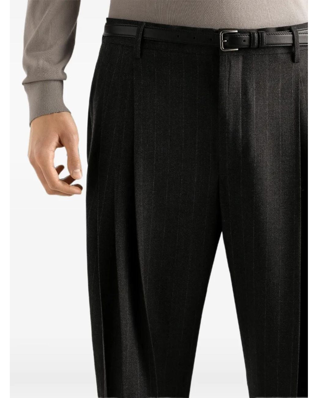 Dolce & Gabbana Black Pinstripe Virgin-Wool Trousers for men