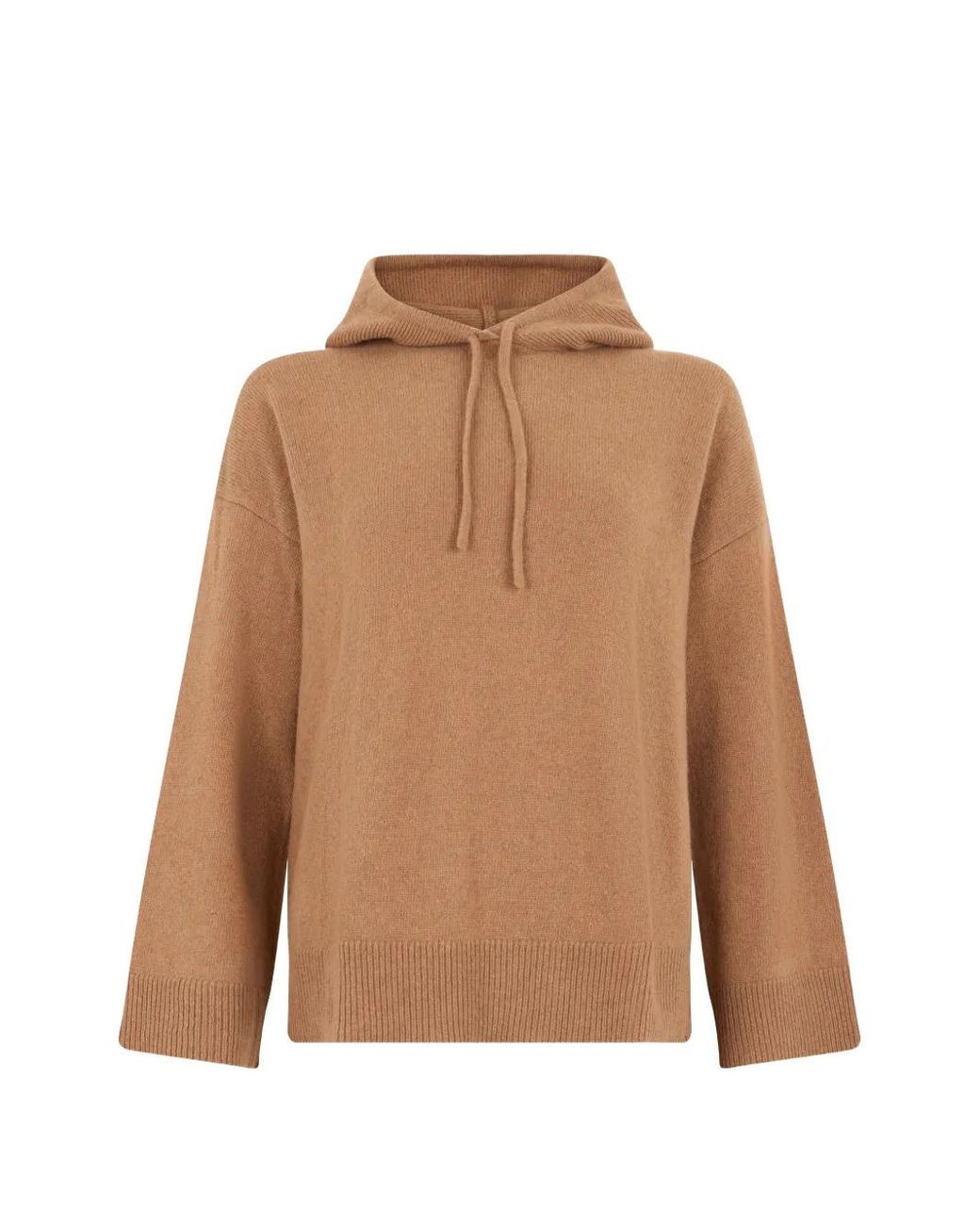 Moorer Brown Knitted Drawstring Hoodie