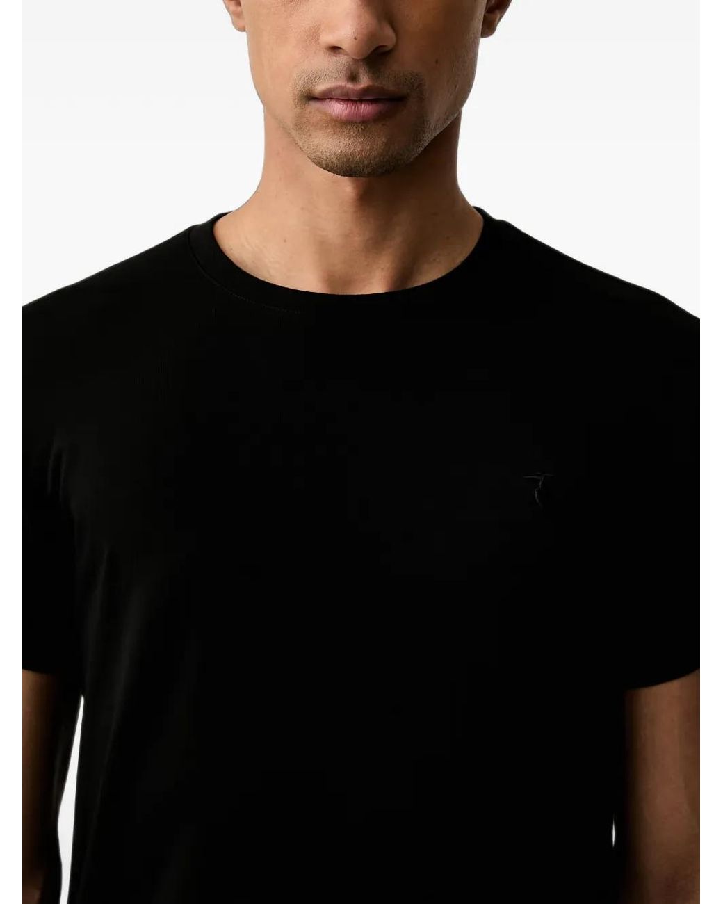 Trussardi Black Logo-Embroidered T-Shirt for men