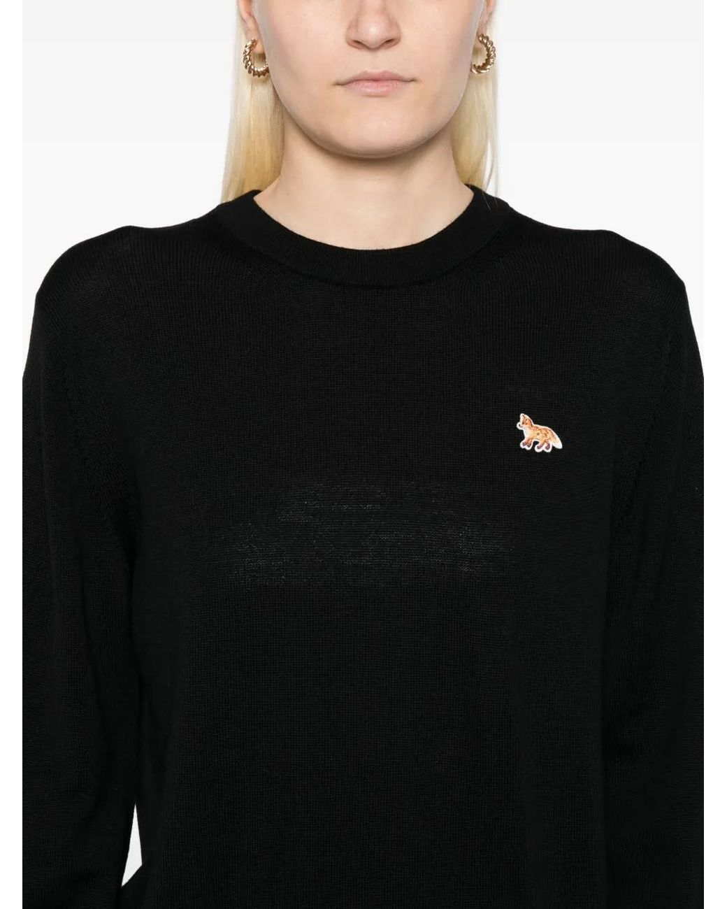 Pull À Logo Brodé Maison Kitsuné en coloris Black