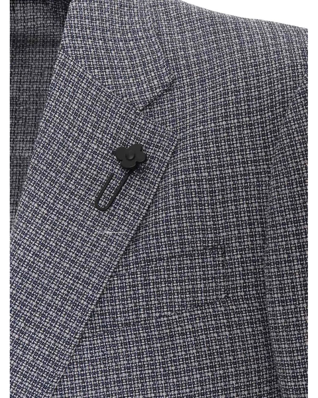 Lardini Gray Blazer Droit À Carreaux for men