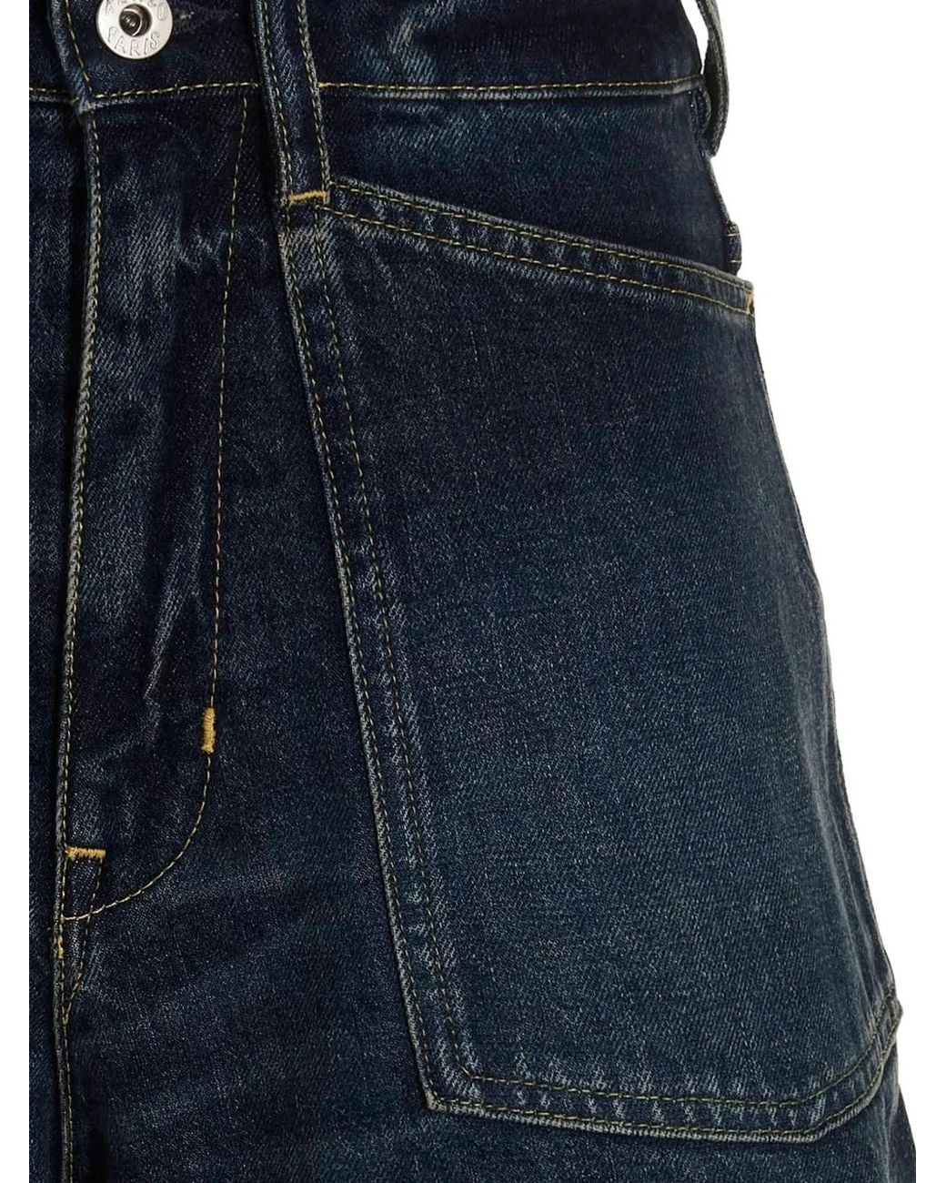 KENZO Blue Logo-Patch Denim Shorts