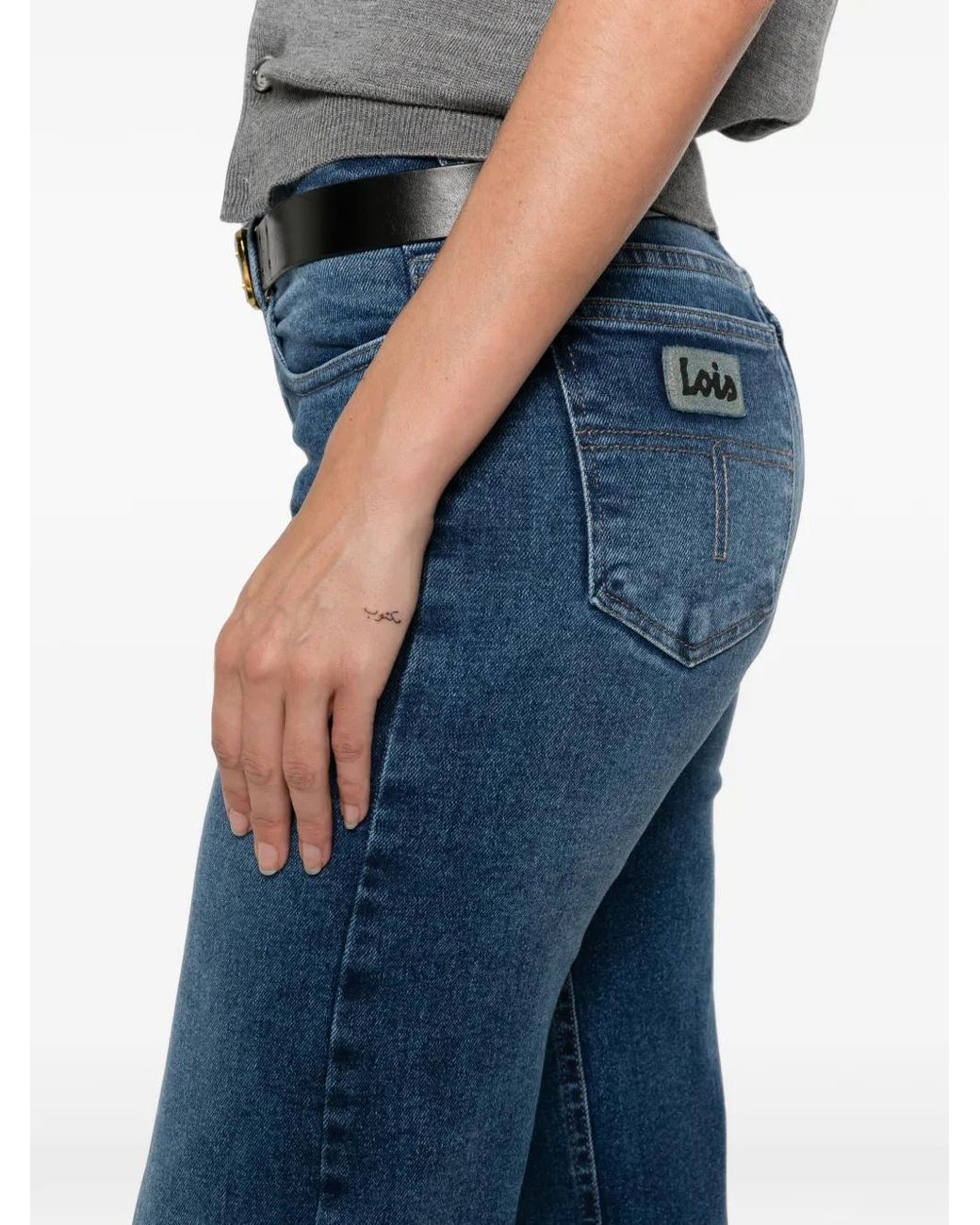 Lois Blue Jean Ample À Patch Logo Lorna