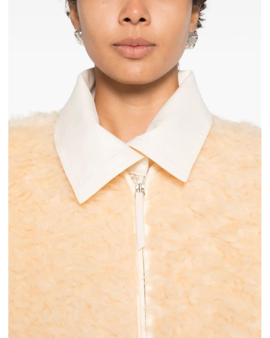 Source Unknown Natural Daye Shearling Cropped Jacket