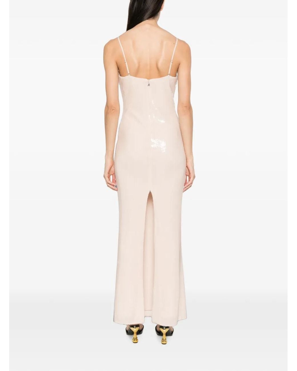 Patrizia Pepe White Sequin-Embellished Maxi Dress