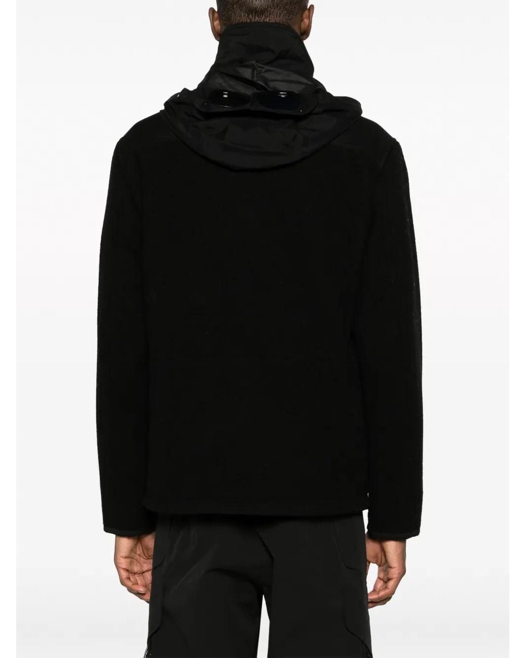 C P Company Black Google Hooded Jacket for men