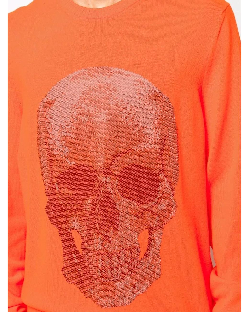 Philipp Plein Orange Pull À Imprimé Tête De Mort for men