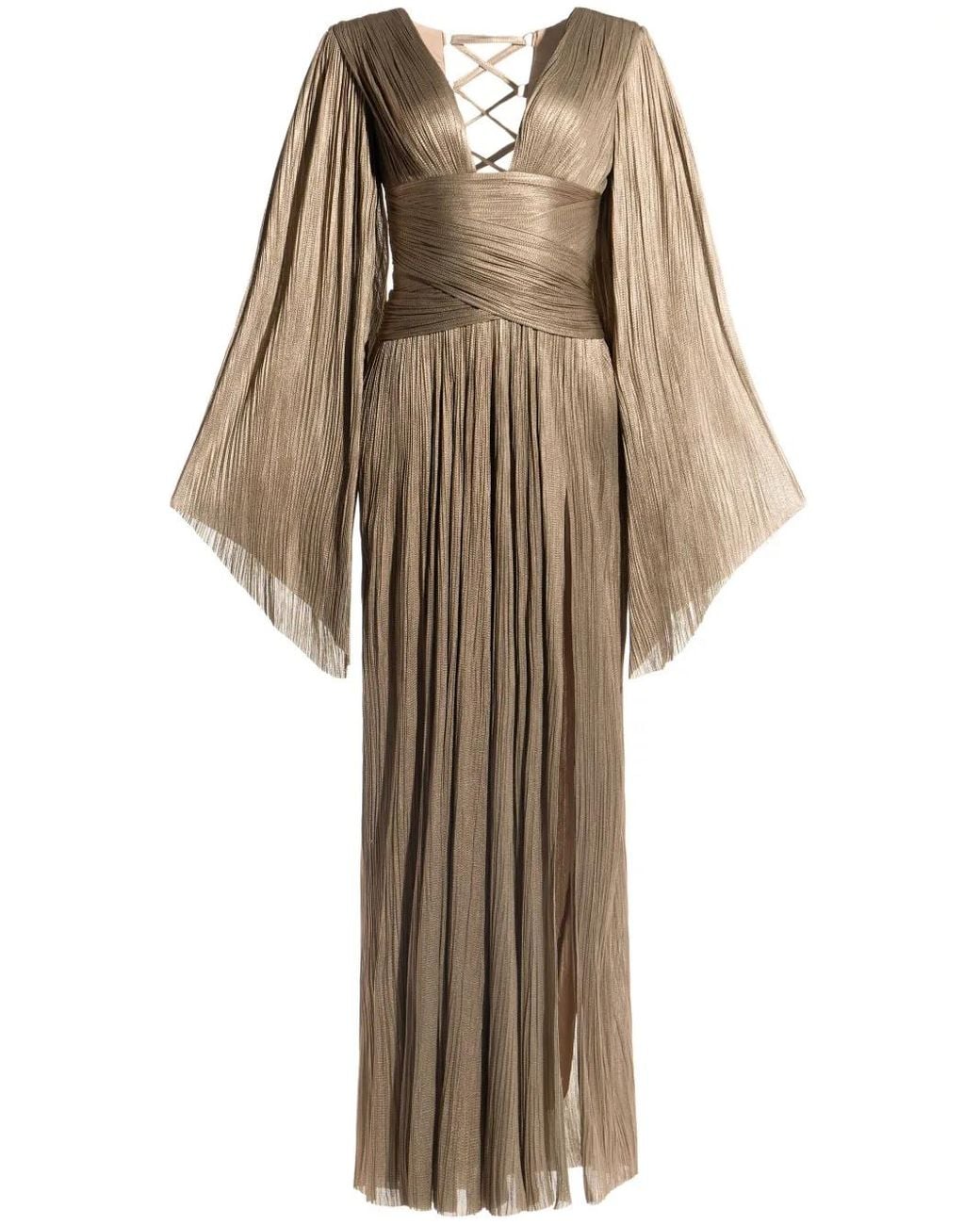 Maria Lucia Hohan Natural Tone Alana Flared-Sleeve Gown