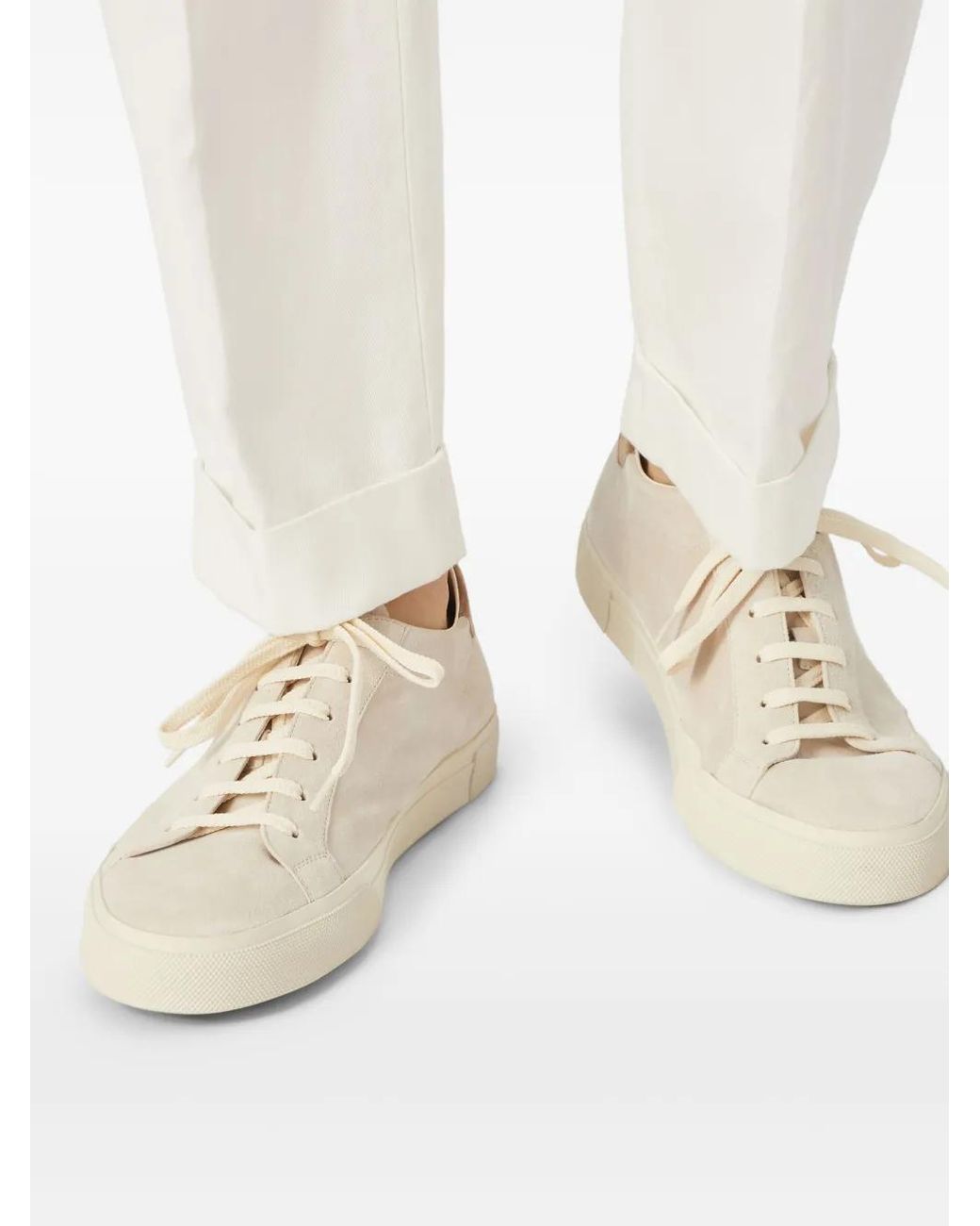 Brunello Cucinelli White Suede Sneakers for men