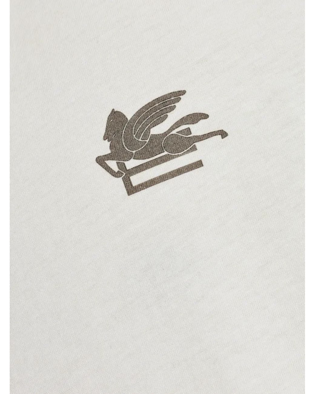 Etro White Pegasus-Embroidered T-Shirt for men