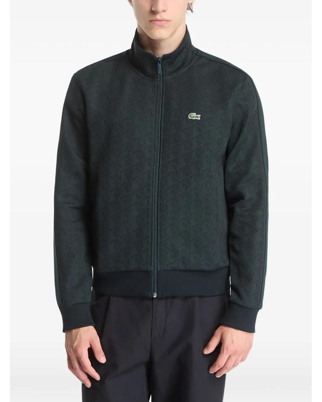 Lacoste Gray Paris Monogram-Jacquard Track Jacket for men