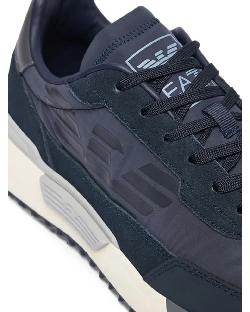 EA7 Blue Panelled Logo-Patch Sneakers