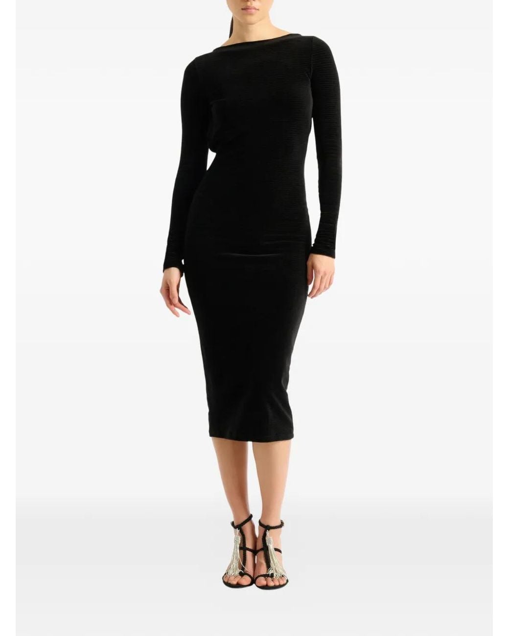 Balmain Black Long Velvet Dress