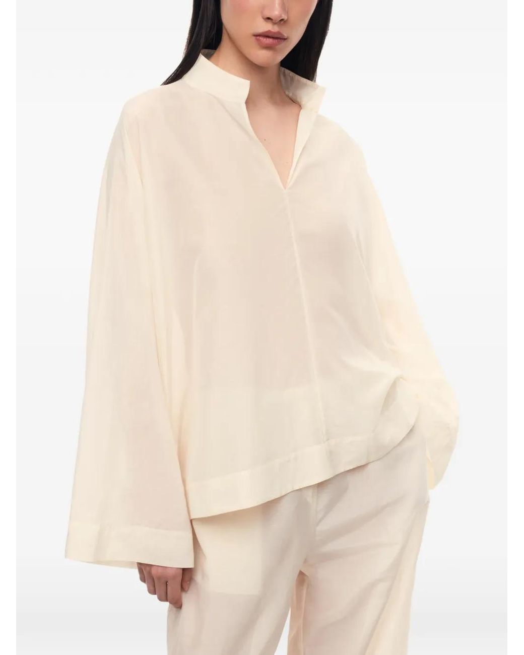 12 STOREEZ White Marrakesh Wide-Sleeve Blouse