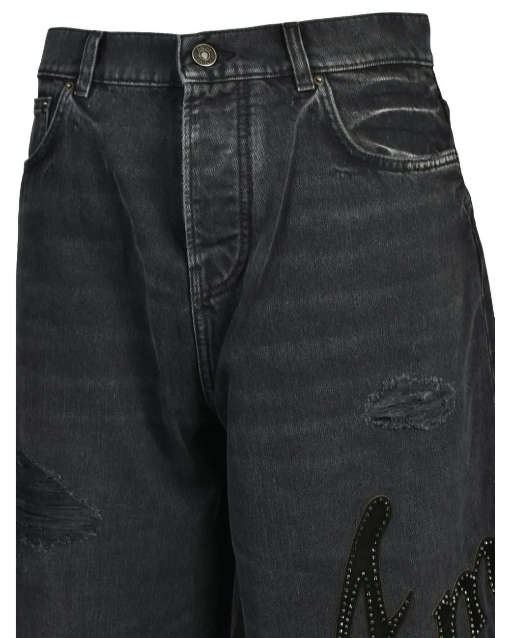Amiri Black Studded-Embellishment Jeans for men