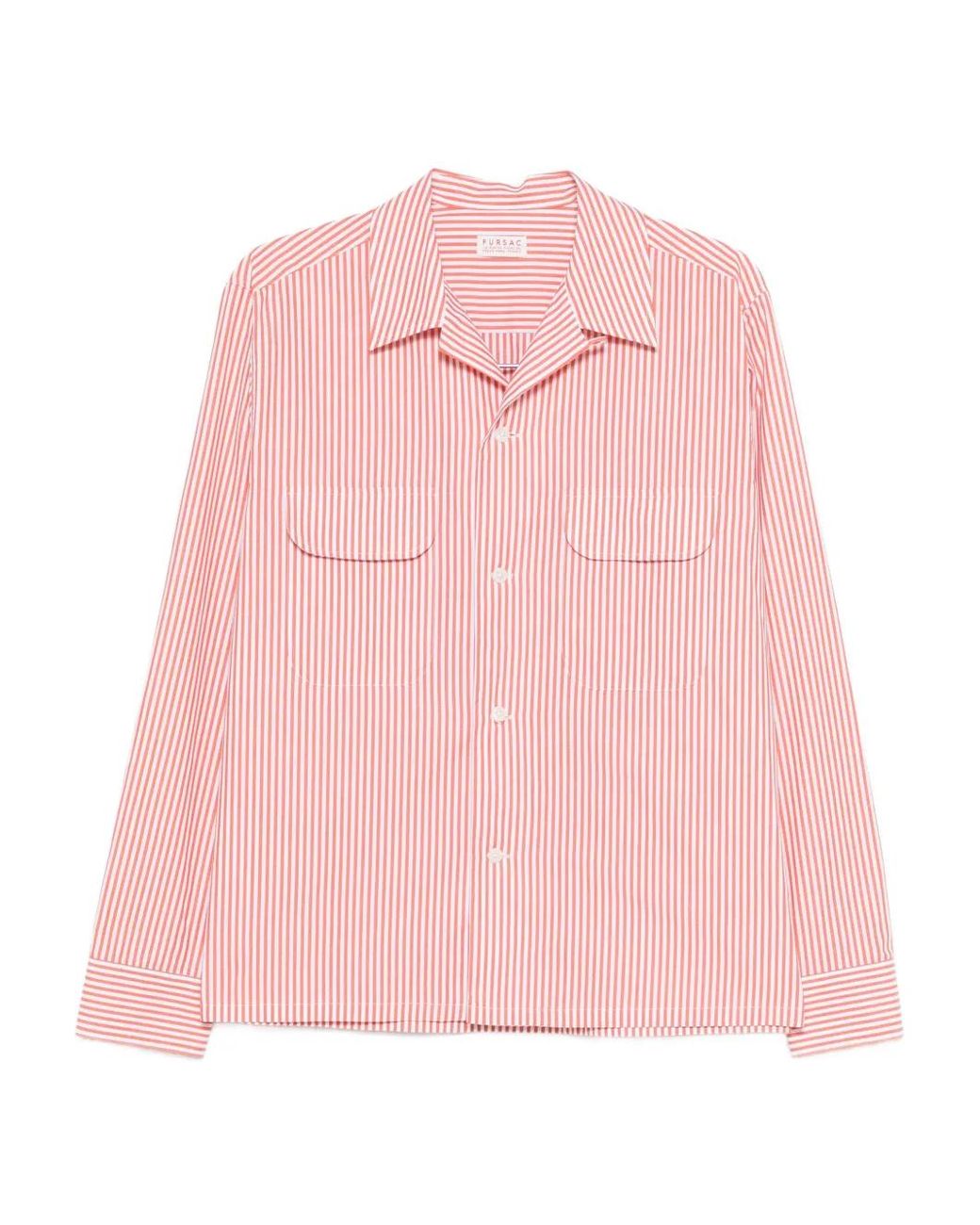 Fursac Pink Striped Long-Sleeve Shirt for men