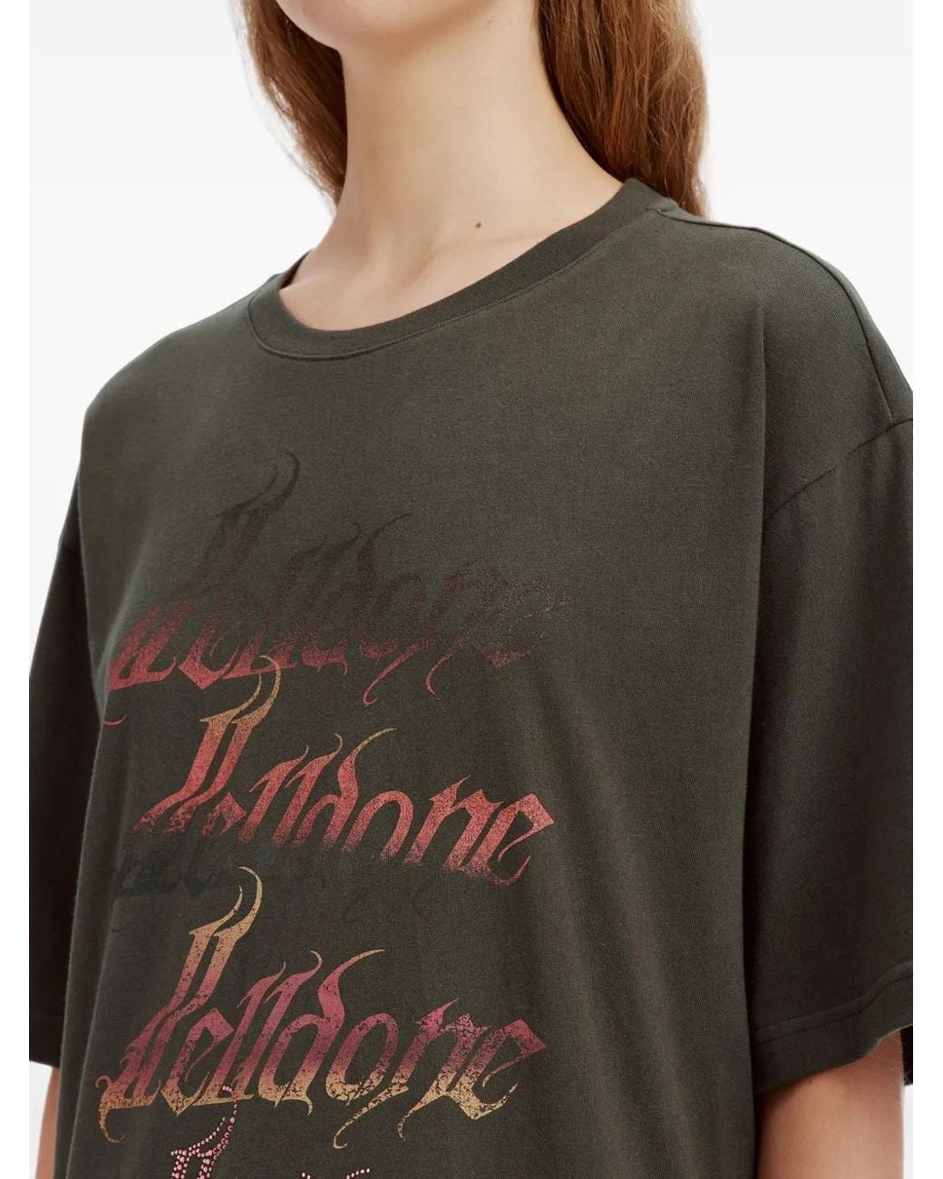 we11done Black Logo-Print Rhinestone-Embellished T-Shirt