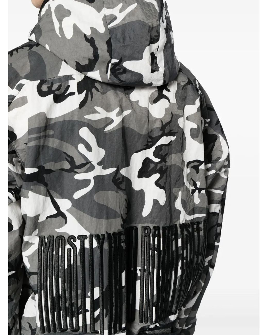 Mostly Heard Rarely Seen Gray Camouflage-Print Logo-Embroidered Jacket for men