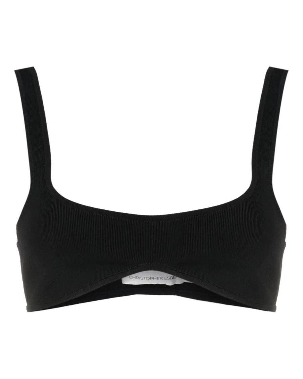 Christopher Esber Black Minuscule Ribbed Bralette Top