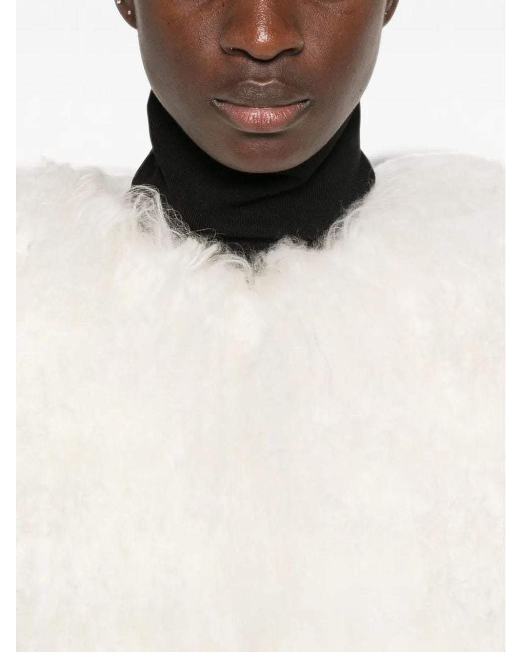 Ermanno Scervino White Round-Neck Faux-Fur Jacket