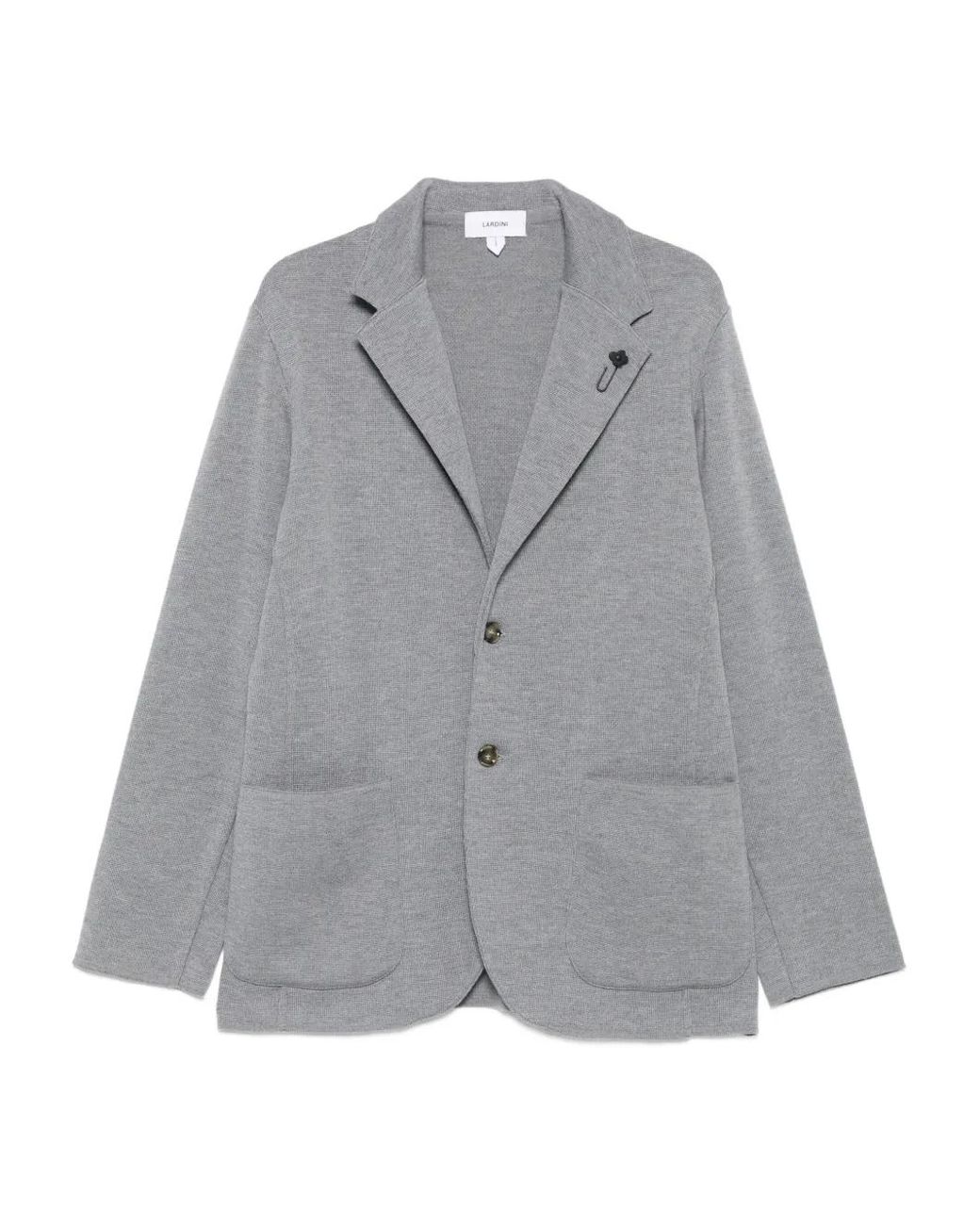 Lardini Gray Buttoned Patch-Pockets Blazer for men