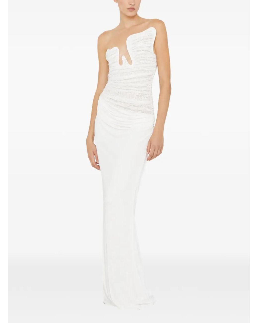 Christopher Esber White Salacia Sculptural Lace Gown