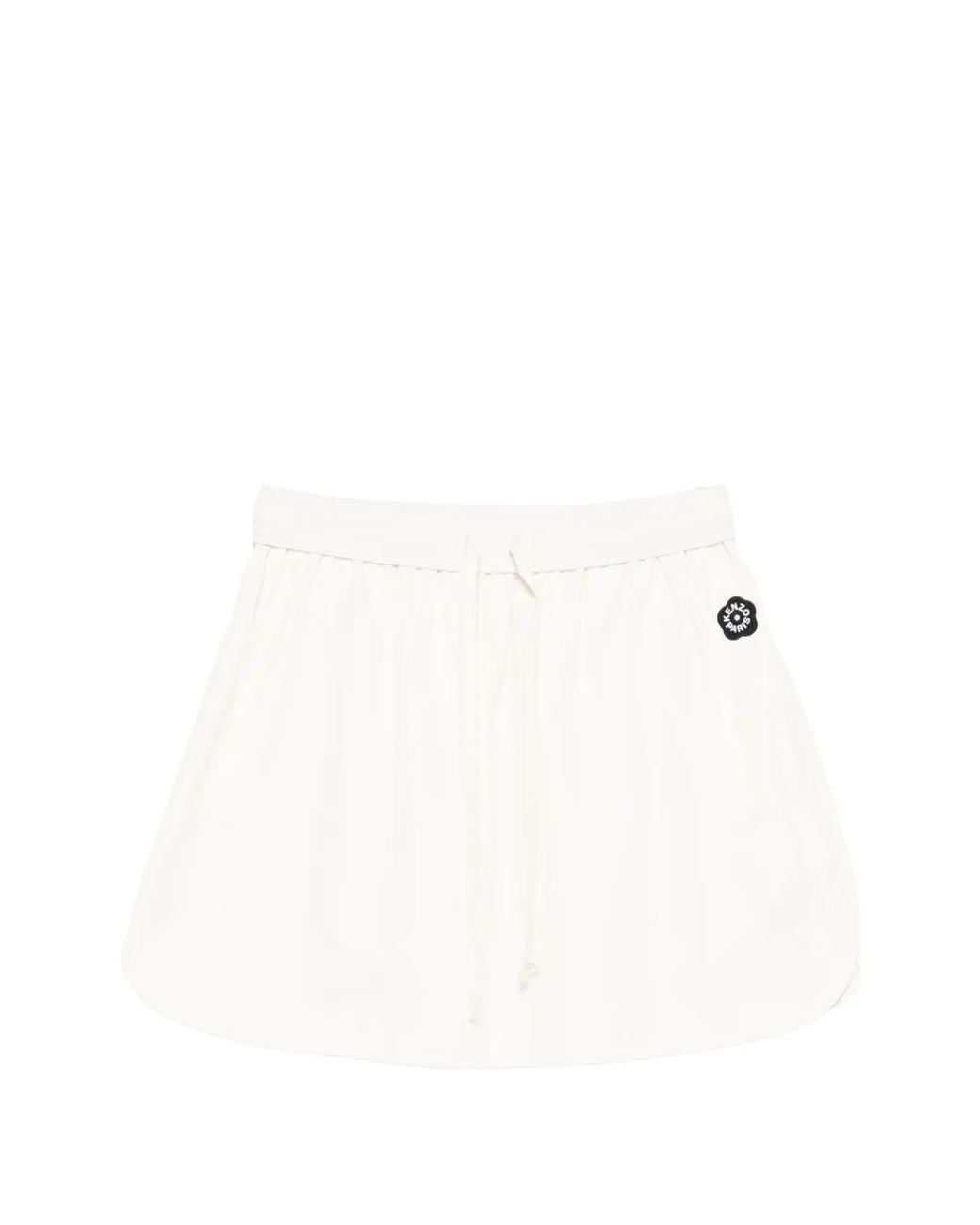 KENZO White Logo-Patch Drawstring Mini Skirt