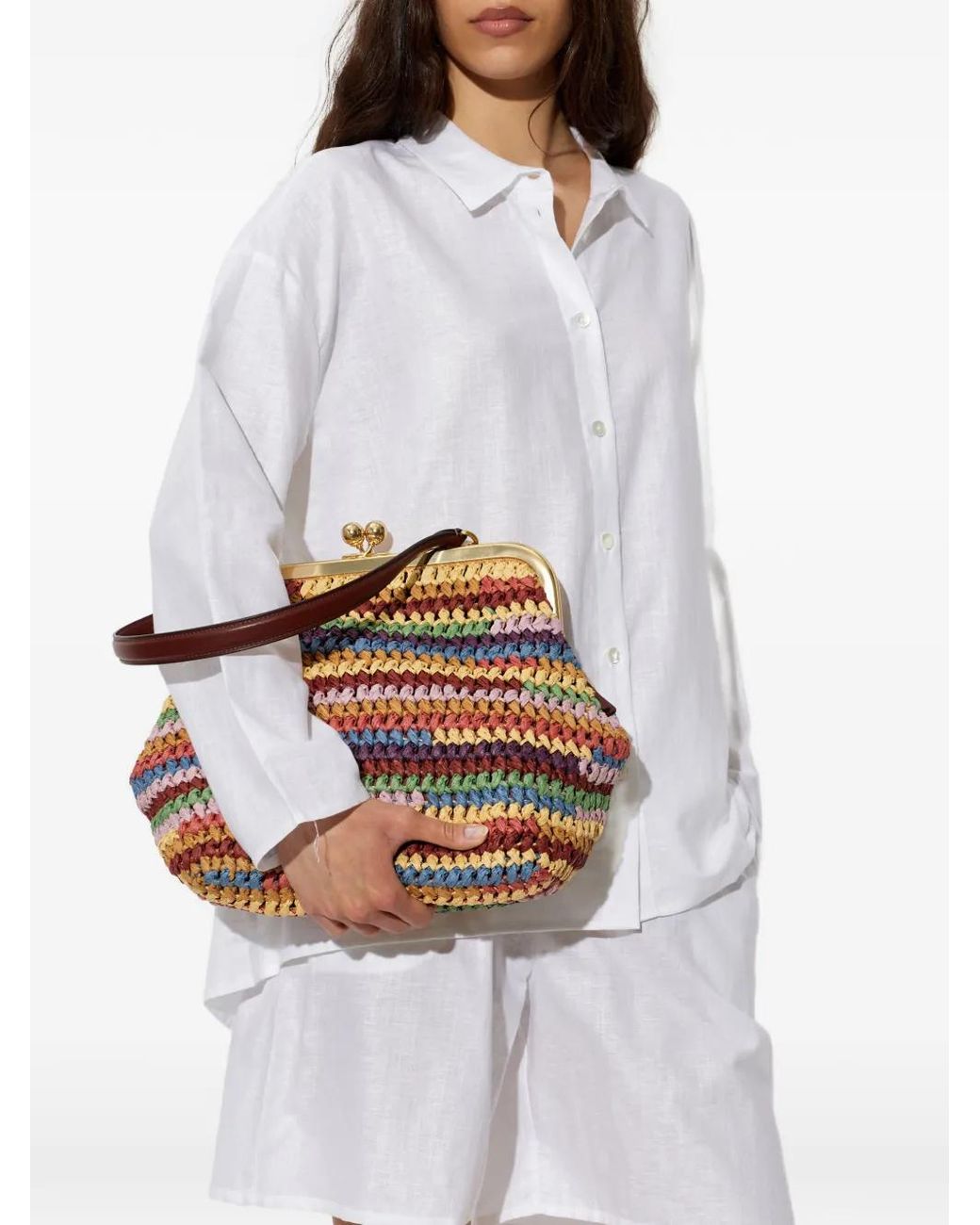 レディース COACH AllLeather Tote Bag white KissLock