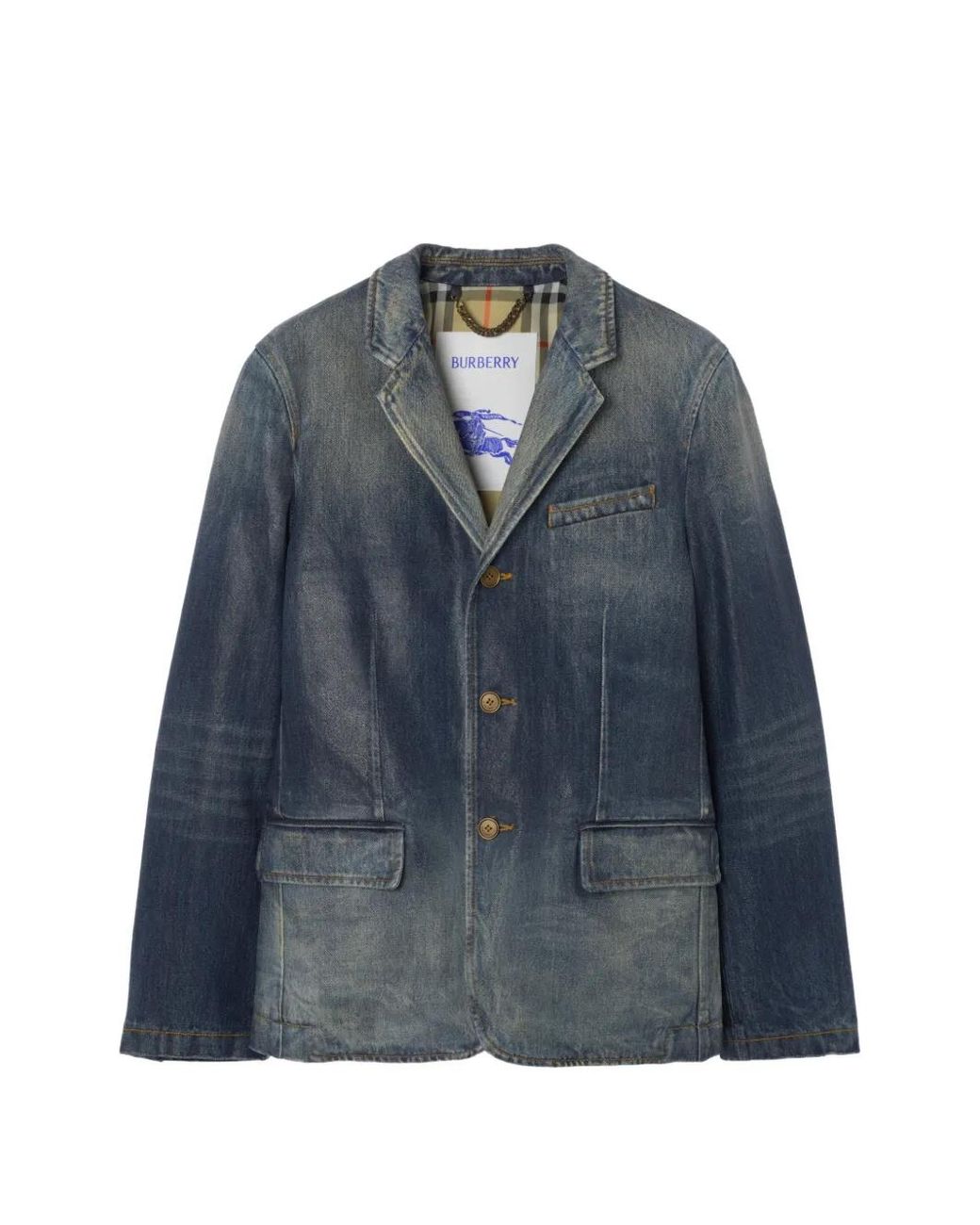 Burberry Blue Coated-Denim Tailored Jacket for men