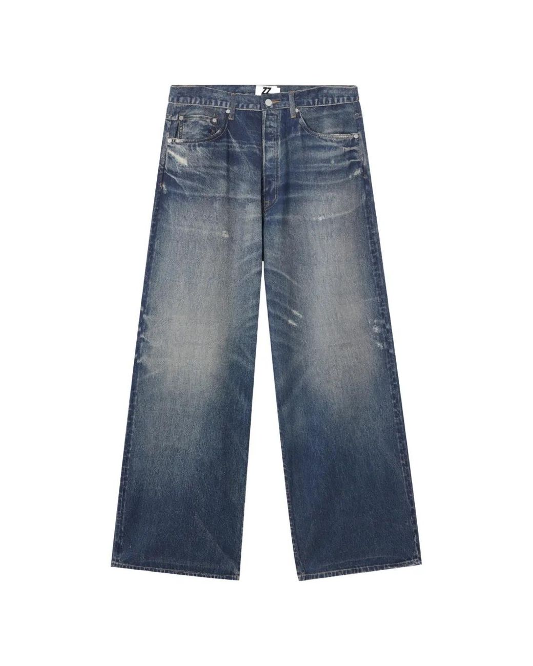 Izzue Blue Distressed Wide-Leg Jeans for men