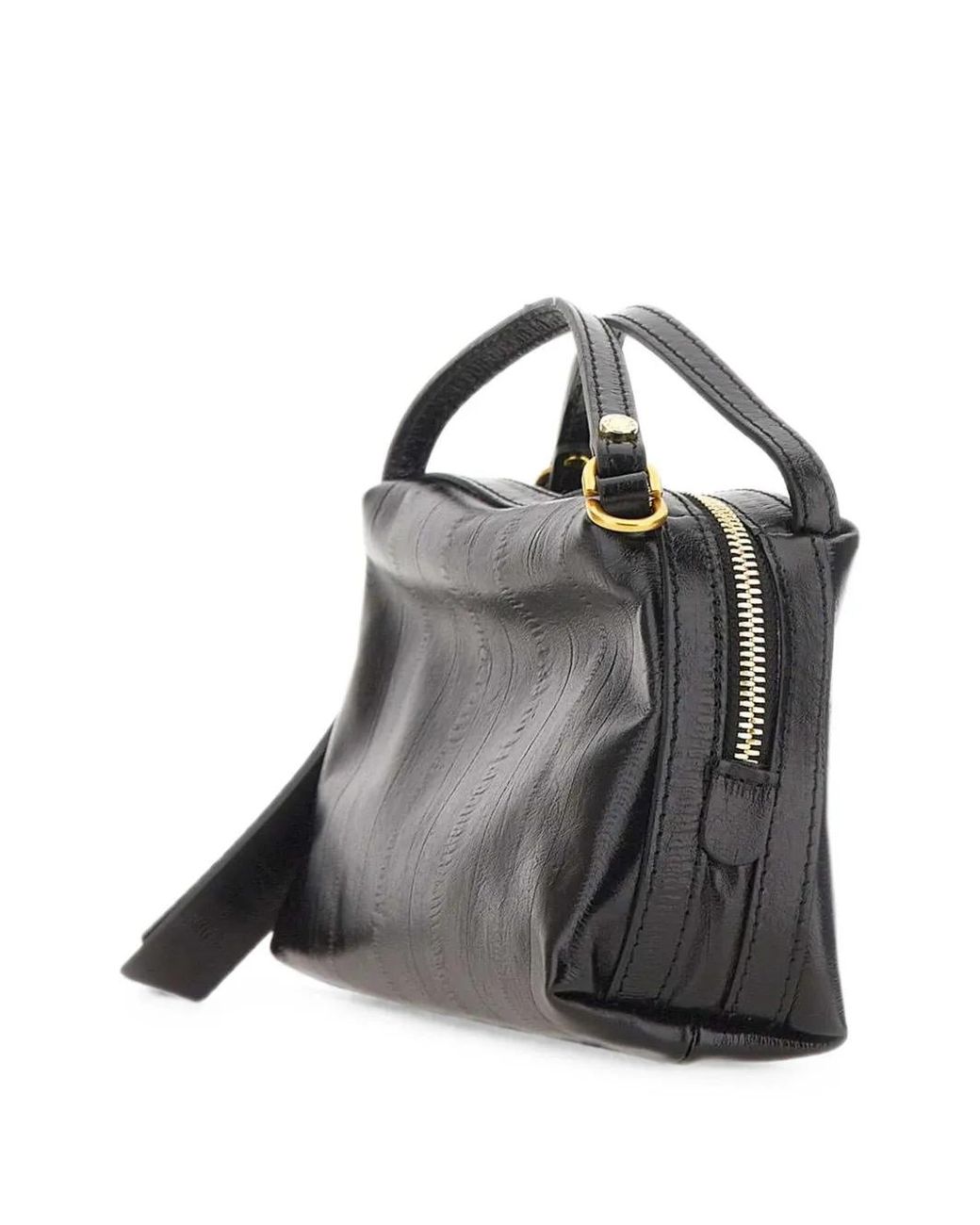 Gianni Chiarini Black Alifa Striped Leather Shoulder Bag
